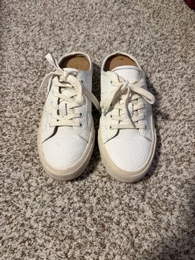 Casual White Leather Lace-Up Sneaker Mules